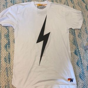 AVIATOR NATION white with black bolt t shirt